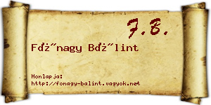 Fónagy Bálint névjegykártya