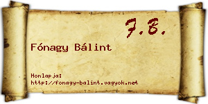 Fónagy Bálint névjegykártya